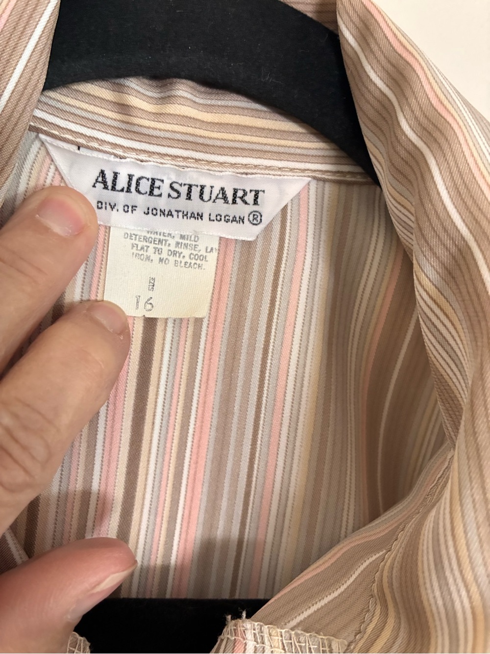 Alice Stuart Shirt Womens Striped Button Up Top Long Sleeve Large *READ* - Picture 3 of 9